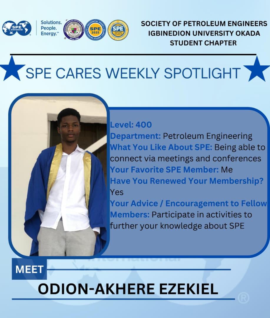 Spe_Iuo_'s tweet image. 🌟 *Meet our SPE Weekly Spotlight!* 🌟 Celebrating members who inspire us to grow, connect, and lead. 💙  #SPEIUO #WeeklySpotlight #EngageLearnLead