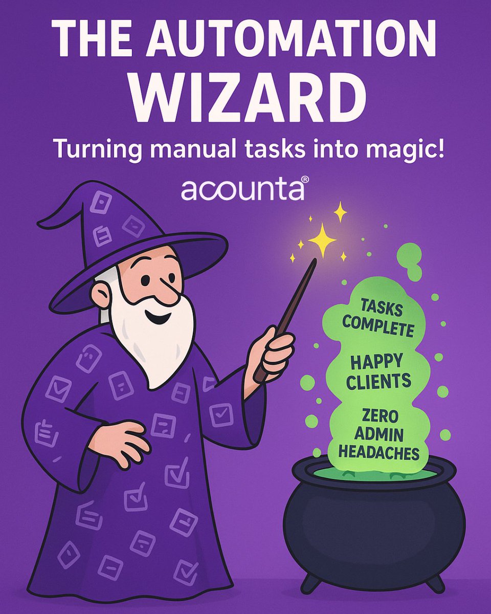 acounta_io's tweet photo. We’re dressing up as The Automation Wizard this Halloween.
No tricks — just automation magic. 💜
#Acounta #WorkIncredibly #AutomationWizard https://t.co/niw2oGEbJD