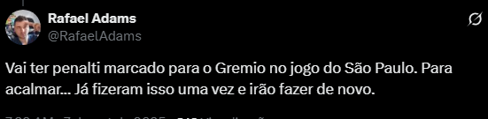 RafaelAdams's tweet photo. @Guga_Figueired Tenho um post antes do jogo dos coitados que mandei, adivinha...  Virou padrão, se reclamam da arbitragem (não importa o time) nos proximos jogos para abafar eles relevam tudo https://t.co/tcJw8galPL