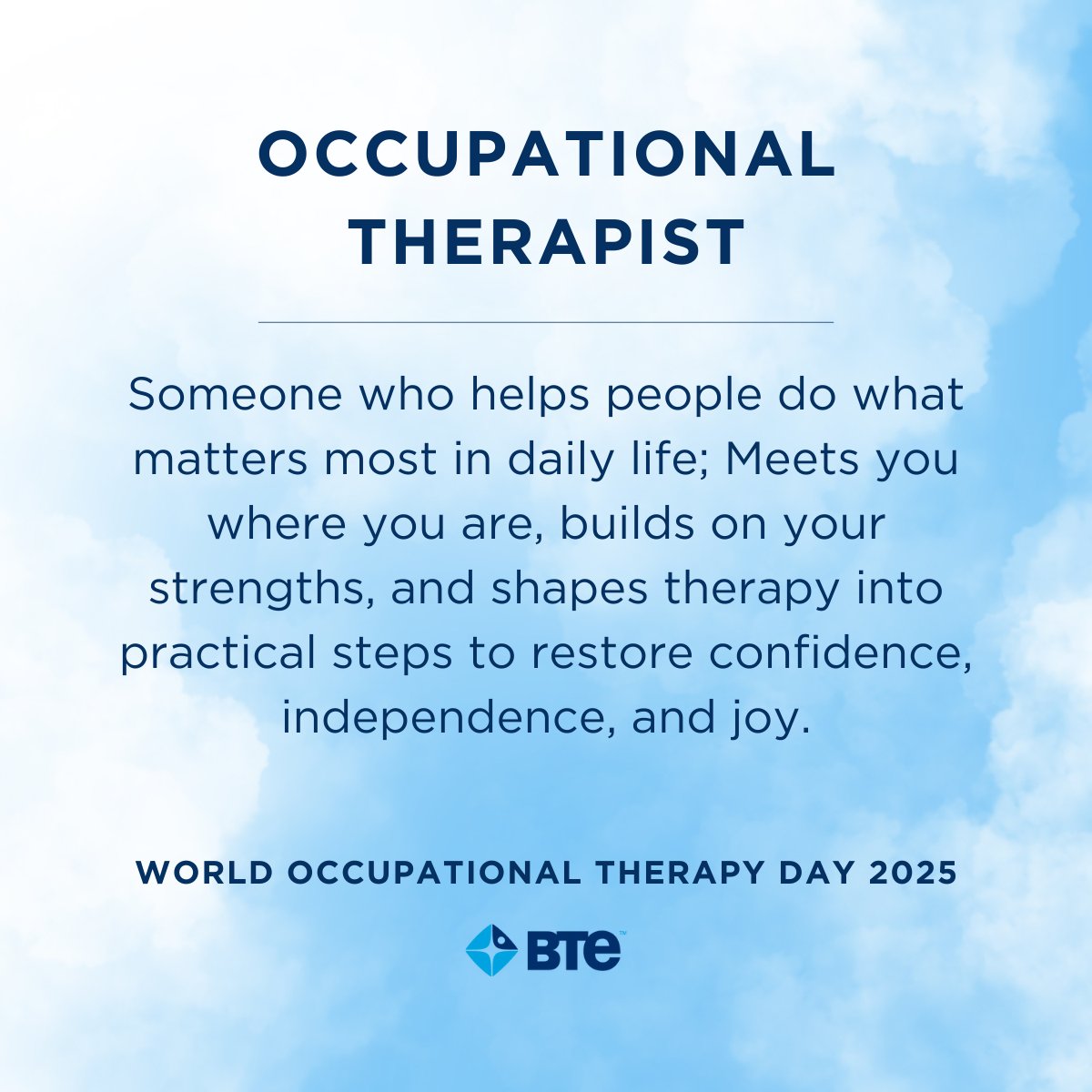 Happy World OT Day 💙 To the ones who turn “I can’t” into “I did,” who adapt the task, reframe the goal, and celebrate every tiny milestone—thank you. You help people return to the moments that matter most. #OccupationalTherapy #WorldOTDay #LoveOT #WorldOccupationalTherapyDay