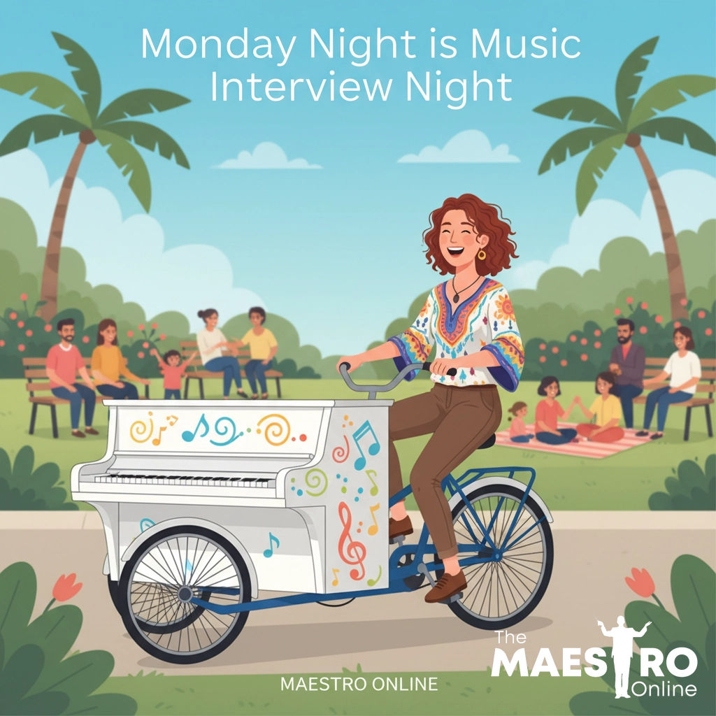 What happens when passion meets pedals? 🚲🎹 Tonight at 8pm UK: Don’t miss our chat with Chloe Marie Aston, The Piano Bike Girl, sharing her journey of music on wheels! Tune in for inspiration and surprises! #MusicMoves #MondayInterview
