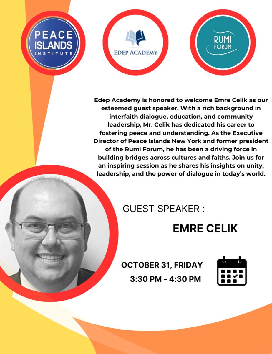 Join us for an inspiring session! Edep Academy is honored to welcome Emre Celik as our esteemed guest speaker on October 31st, Friday, from 3:30 PM - 4:30 PM.