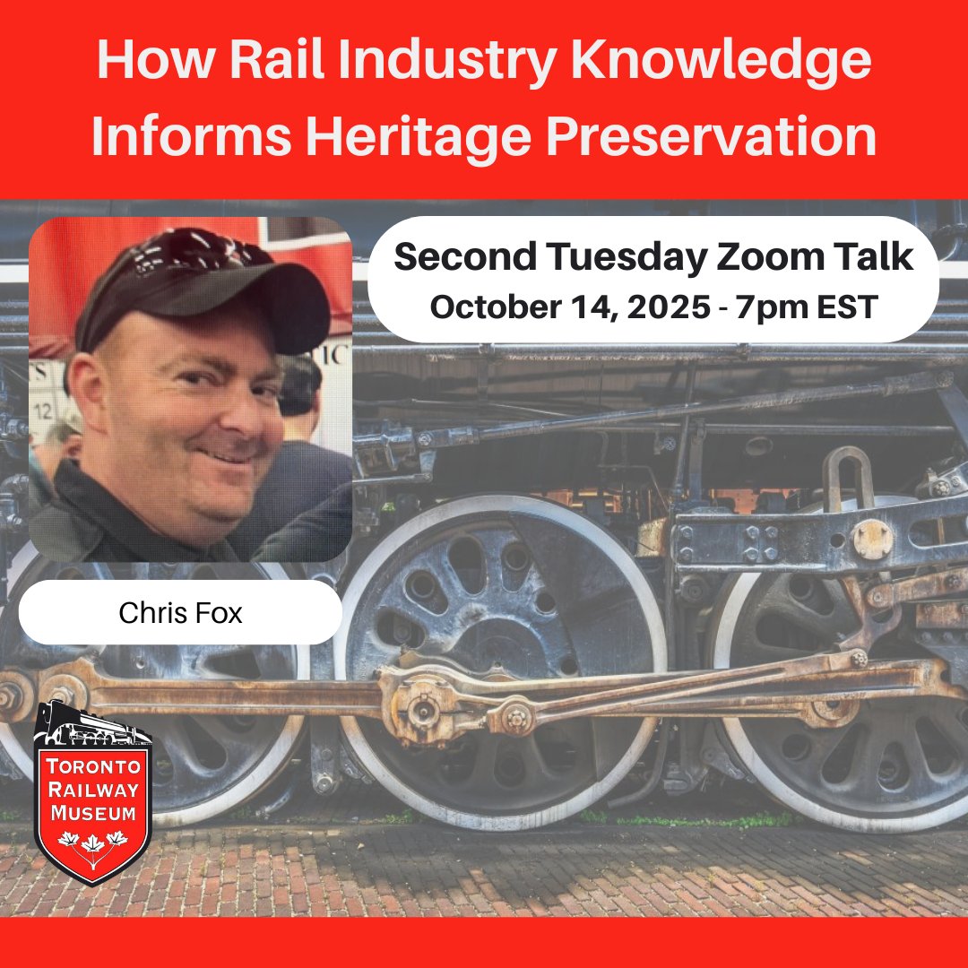 The recording of our October Second Tuesday talk, featuring Chris Fox, is now available on the Toronto Railway Museum's YouTube channel. 

youtu.be/xSs3HlIoizc

 #TorontoRailwayMuseum #RailwayHistory #RailIndustry #MuseumTalks #RailwayHeritage