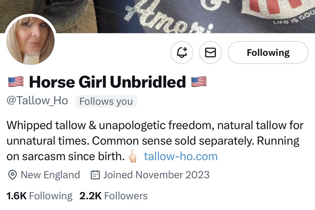 Steeler4ever (@steeler4ever79) on Twitter photo Letโs give this great patriot a boost and more friends. 
<a href="/Tallow_Ho/">๐บ๐ธ Horse Girl Unbridled ๐บ๐ธ</a> 
She will connect back.   ๐๐๐ Letโs give this great patriot a boost and more friends. 
<a href="/Tallow_Ho/">๐บ๐ธ Horse Girl Unbridled ๐บ๐ธ</a> 
She will connect back.   ๐๐๐