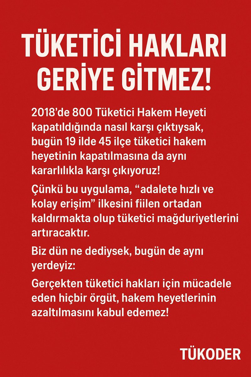 Tüketiciyi Koruma Derneği, Tüketici Hakem Heyetleri'nin azaltılmasına karşı çıktığını tekrar dile getirdi. Konuya ilişkin açıklama şöyle: