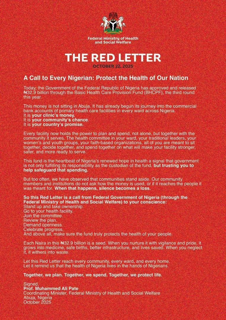 Haas_Szn's tweet photo. Remember, The Health of a nation lies in the hands of the Citizens. So, let's ensure health funds in the Clinic are accountable for and ensures lives are saved.

#RedLetterHealthPromise

Cc: @Fmohnigeria @NphcdaNG https://t.co/1zDwqpHbHH