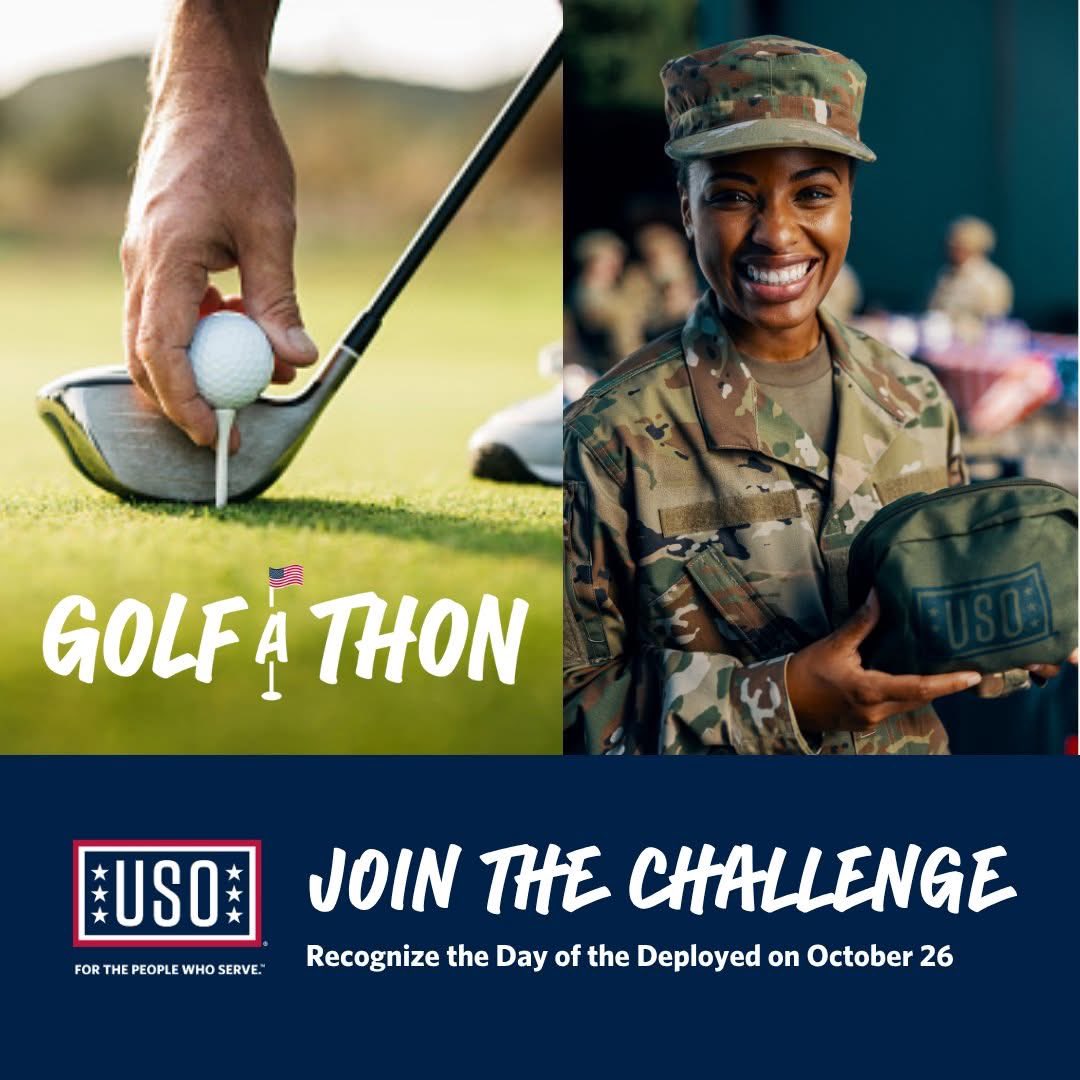 BTYRmn's tweet image. Join the USO Golf-a-Thon and raise critical funds for deployed service members. Set your personal fundraising goal supporting the USO.
Get more details and register at brnw.ch/21wWGF1.

#DayOfTheDeployed
