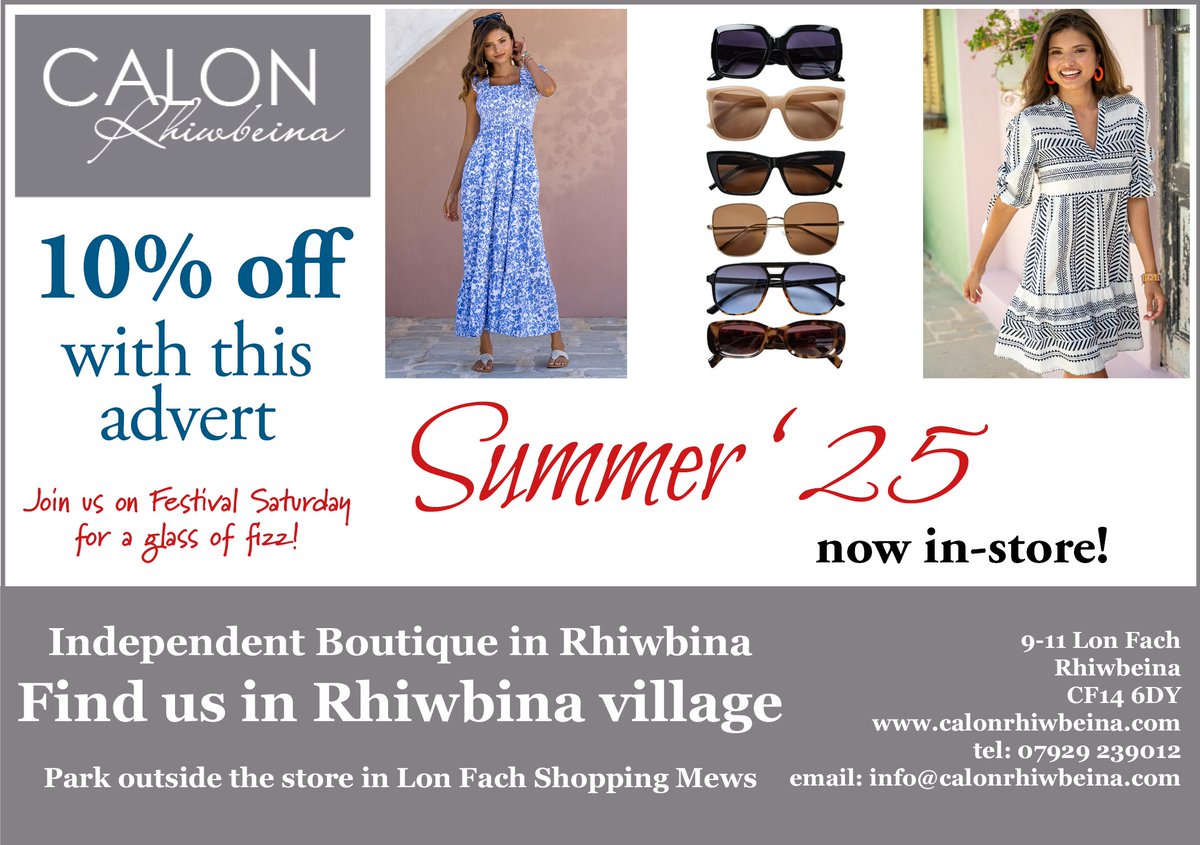 𝐂𝐚𝐥𝐨𝐧 𝐑𝐡𝐢𝐰𝐛𝐞𝐢𝐧𝐚

A village favourite - Calon Rhiwbeina stocks the latest seasonal fashion. 

Find them on Lon Fach in Rhiwbina or on Facebook here: facebook.com/lonfach?utm_ca…
