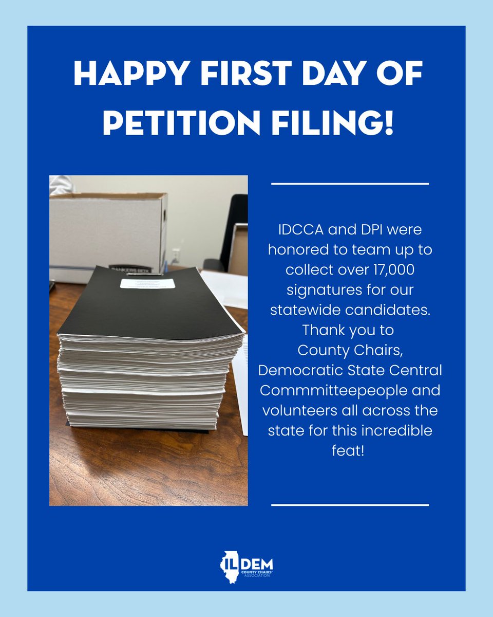 Happy Filing Day Illinois! 

#petitions #democrats #illinoisdems #collab
