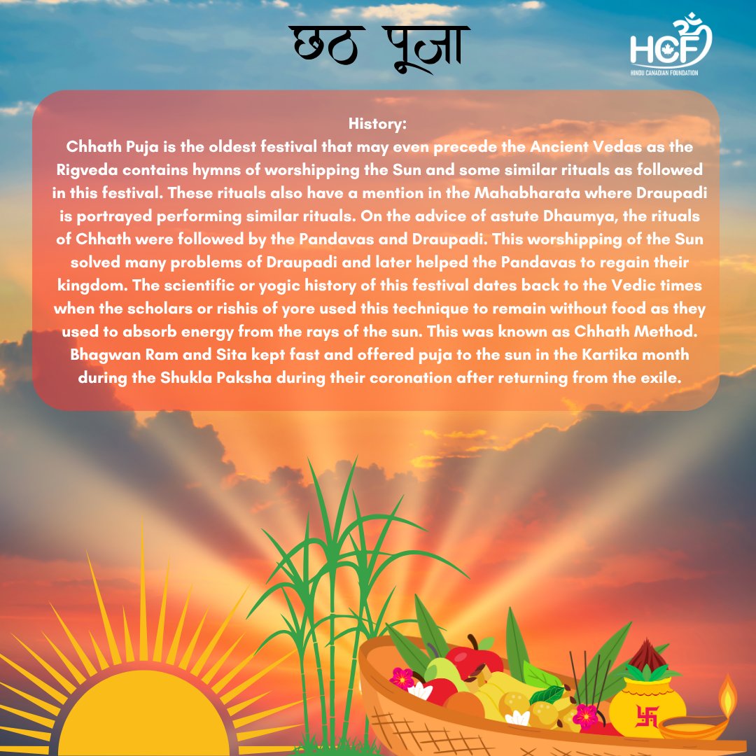 HinduHCF's tweet photo. Chhath Mahaparv Ki Hardik Shubhkaamnaye. #hindu #hinducanadian #ChhathPuja #sun #prayers #nature https://t.co/ls3bjpnxW2