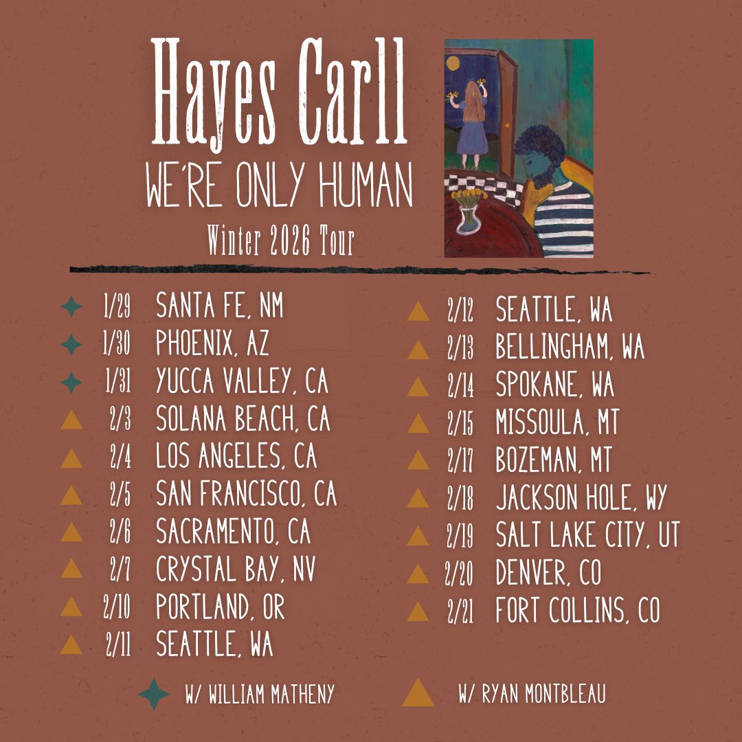 hayescarll's tweet photo. I’m excited to announce my Winter 2026 Tour. I’ll be hitting the road with support from @RyanMontbleau and William Matheny. Looking forward to getting back out there with my band, The Gulf Coast Orchestra, and seeing y’all this winter. 

More info: https://t.co/wpUHa72ByT https://t.co/NqMfuUQ2oo