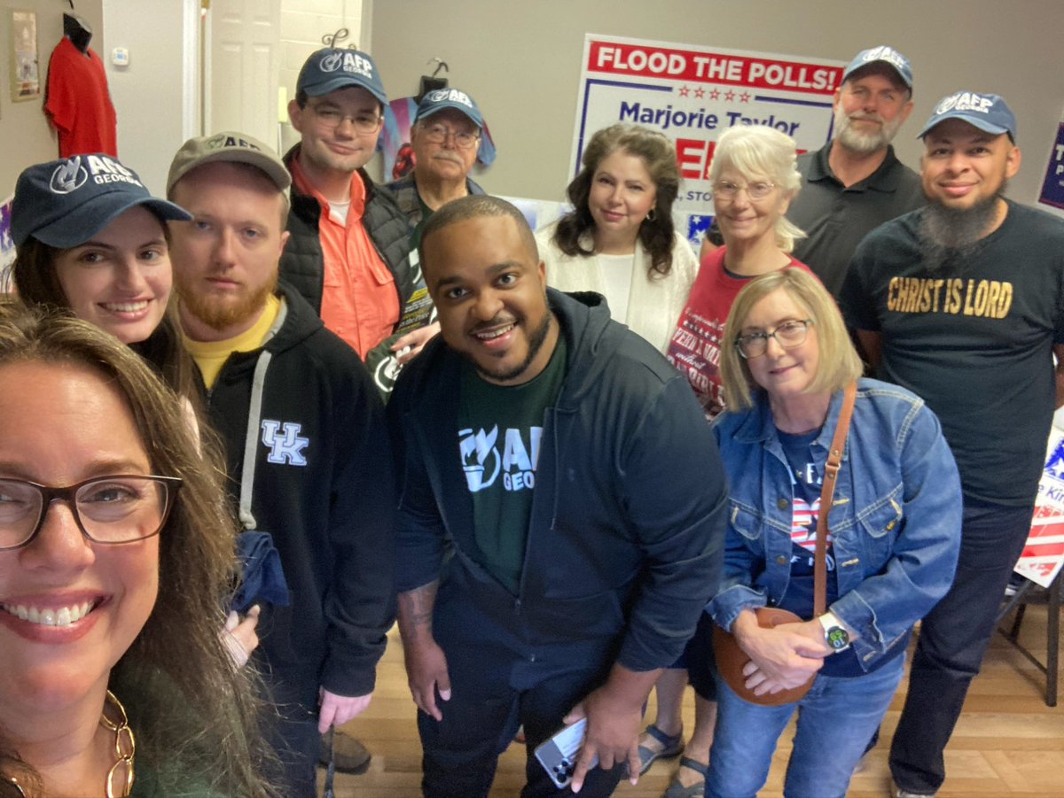 WalkerCountyGOP's tweet photo. 🗳️🔥We hit the doors hard in Walker County with @AFPGeorgia &amp; @NWGeorgiaYR   getting voters fired up! 🇺🇸

We’re holding Jon Ossoff accountable and reminding everyone to VOTE in our PSC &amp; local elections happening now. Georgia’s awake.💪
#gapol #WalkerCountyGOP #AmericaFirst https://t.co/44h3GURQqj