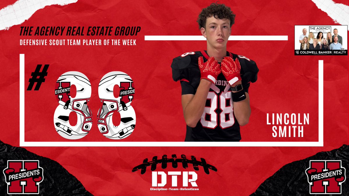 Congratulations to Noah Shockley and Lincoln Smith for earning Offensive and Defensive Scout Team Players of Week in Week 10. 

Thank you to The Agency Real Estate Group for sponsoring our players of the game recognition. 

#DTR #HonorForever