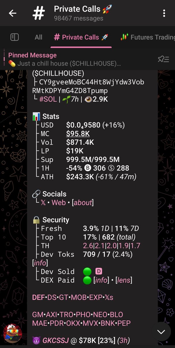 Goku_alphacalls's tweet image. $CHILLHOUSE Hit 234K

Called in my private lounge @ 78K

3️⃣x from call ✅

CY9gveeMoBC44Ht8WjYdw3VobRMtKDPYmG4ZD8Tpump

#CHILLHOUSE #SOL #Solana