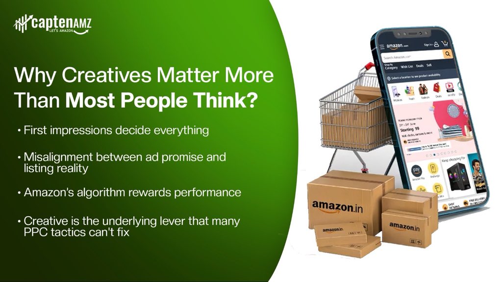 CaptenAMZ's tweet image. Most Amazon ACoS issues don’t come from bad ads, they come from bad creatives. 🎯

Your visuals, copy &amp;amp; listing alignment decide your CTR, conversion, and ACoS.
Fix the creative → fix the performance.

Read the full blog 👉 captenamz.com/why-amazon-aco…

#AmazonPPC #AmazonSellers