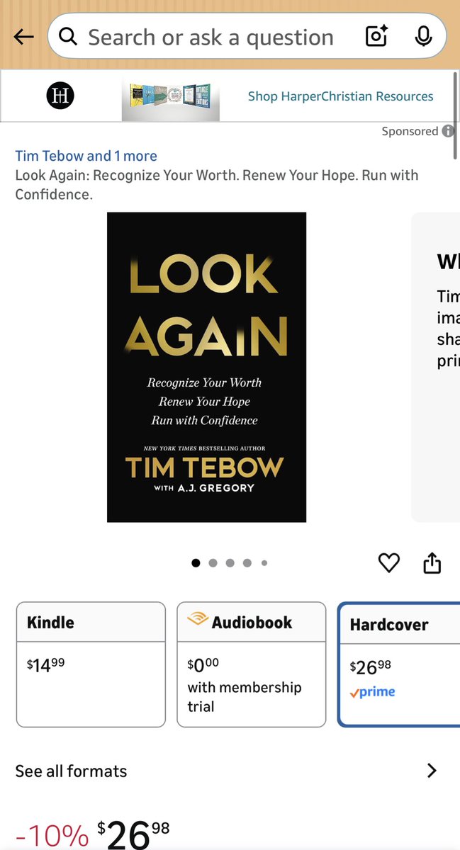 I grew up admiring Tim Tebow for his faith. His new book, Look Again, is out November 4th. Ordering mine now. 

Very excited and grateful for you, <a href="/TimTebow/">Tim Tebow</a>
