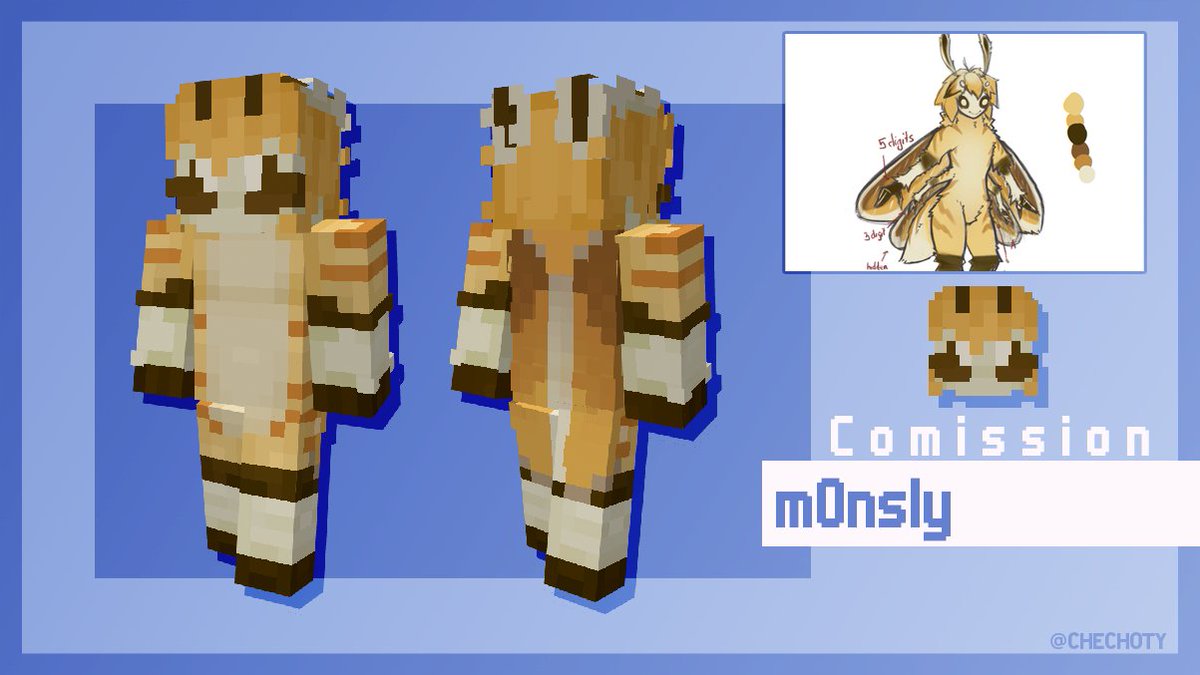 CheChoTy's tweet image. [Minecraft skin Comission]
Moth skin for @m0nsly 

🧡🤎💛🤎🧡