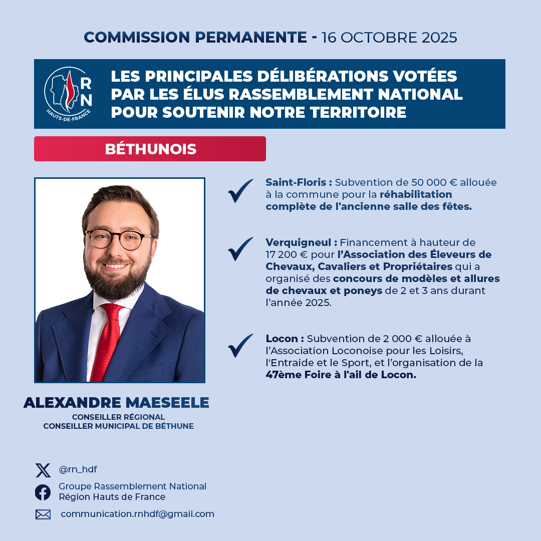 rn_hdf's tweet photo. 🔵 Voici les principales délibérations votées en commission permanente par les élus Rassemblement National pour soutenir le territoire du Béthunois. https://t.co/quF2e50H5u