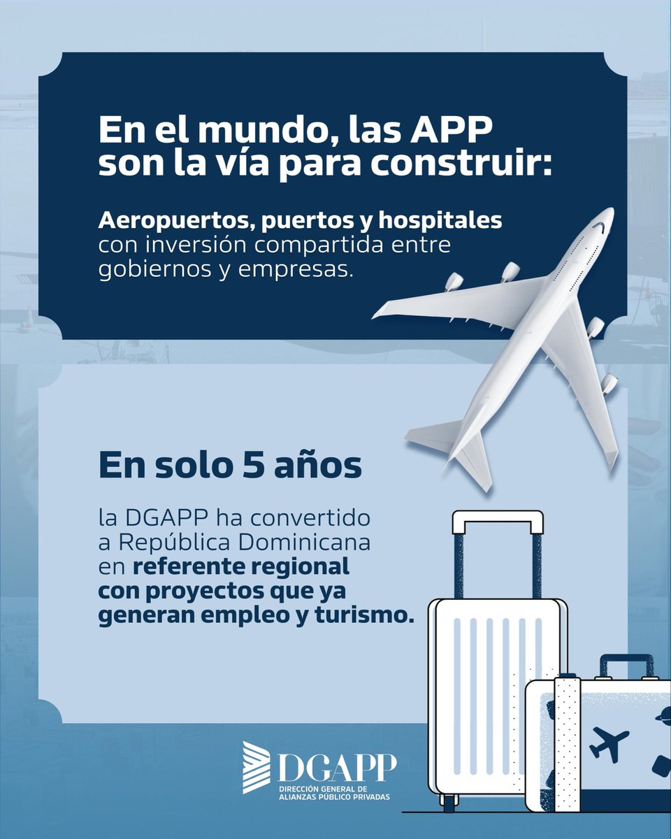 DGAPPRD's tweet image. En solo 5 años, la DGAPP ha puesto a República Dominicana en la tendencia global de las APP.

Transparencia, seguridad jurídica y capital humano capacitado hacen de RD un referente regional.

👉 El futuro: más obras, más desarrollo, más oportunidades.
#DGAPP