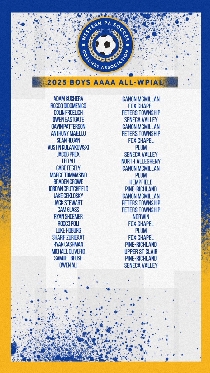 Congratulations to our 2025 Boys AAAA All-WPIAL Selections! 👏👏👏