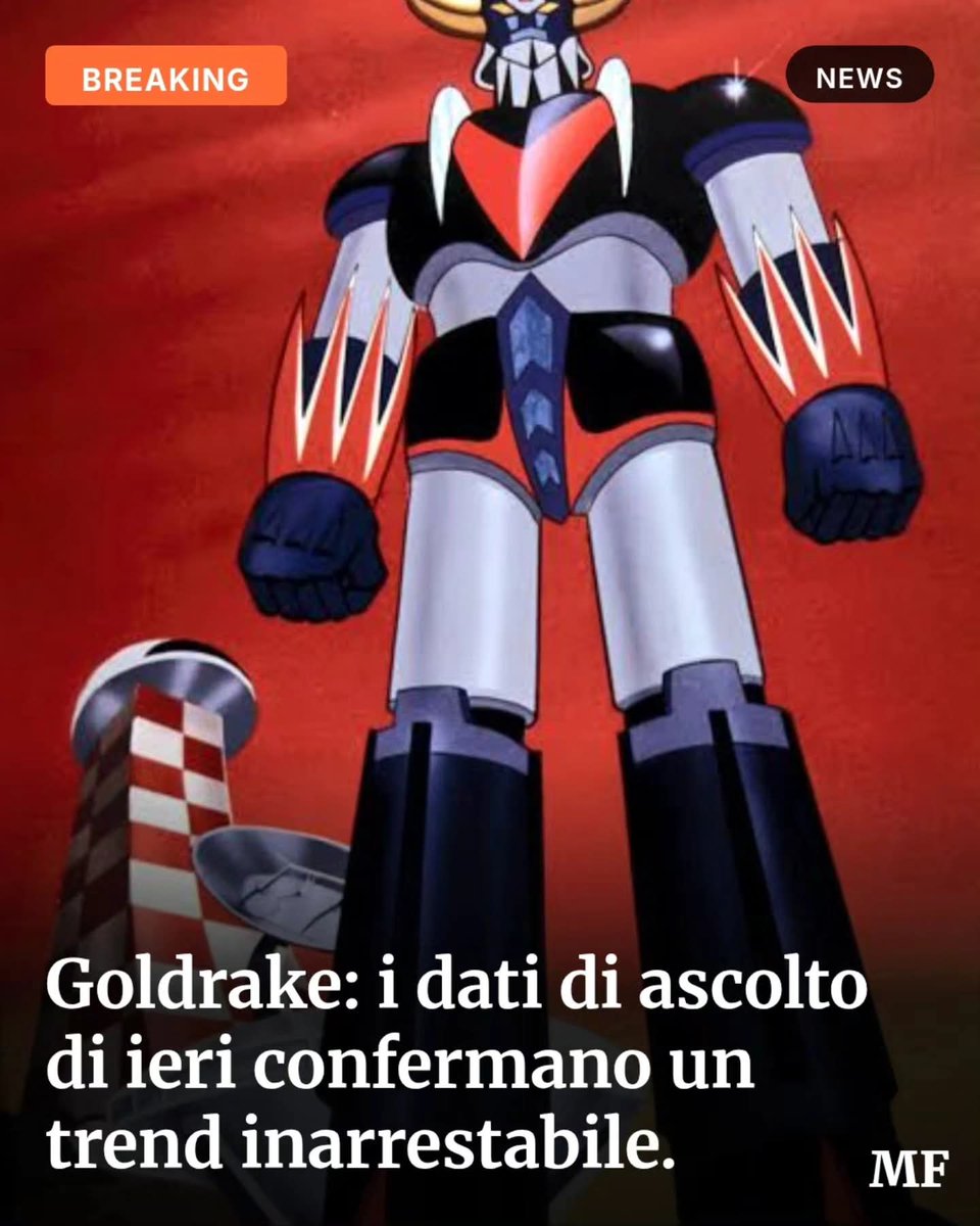 ๐พ ๐ซ ๐ ๐ ๐ฃ ๐ ๐ ๐ ๐ฝ (@goldrake_____) on Twitter photo Ottime notizie! I dati di ieri confermano una certa stabilitร  e quindi una base molto solida di appassionati che hanno guardato lo storico anime su rai2..
MA IL SOGNO ร SUPERARE IL MILIONE DI SPETTATORI...
 #goldrake #raidue #uforobot #rai Ottime notizie! I dati di ieri confermano una certa stabilitร  e quindi una base molto solida di appassionati che hanno guardato lo storico anime su rai2..
MA IL SOGNO ร SUPERARE IL MILIONE DI SPETTATORI...
 #goldrake #raidue #uforobot #rai