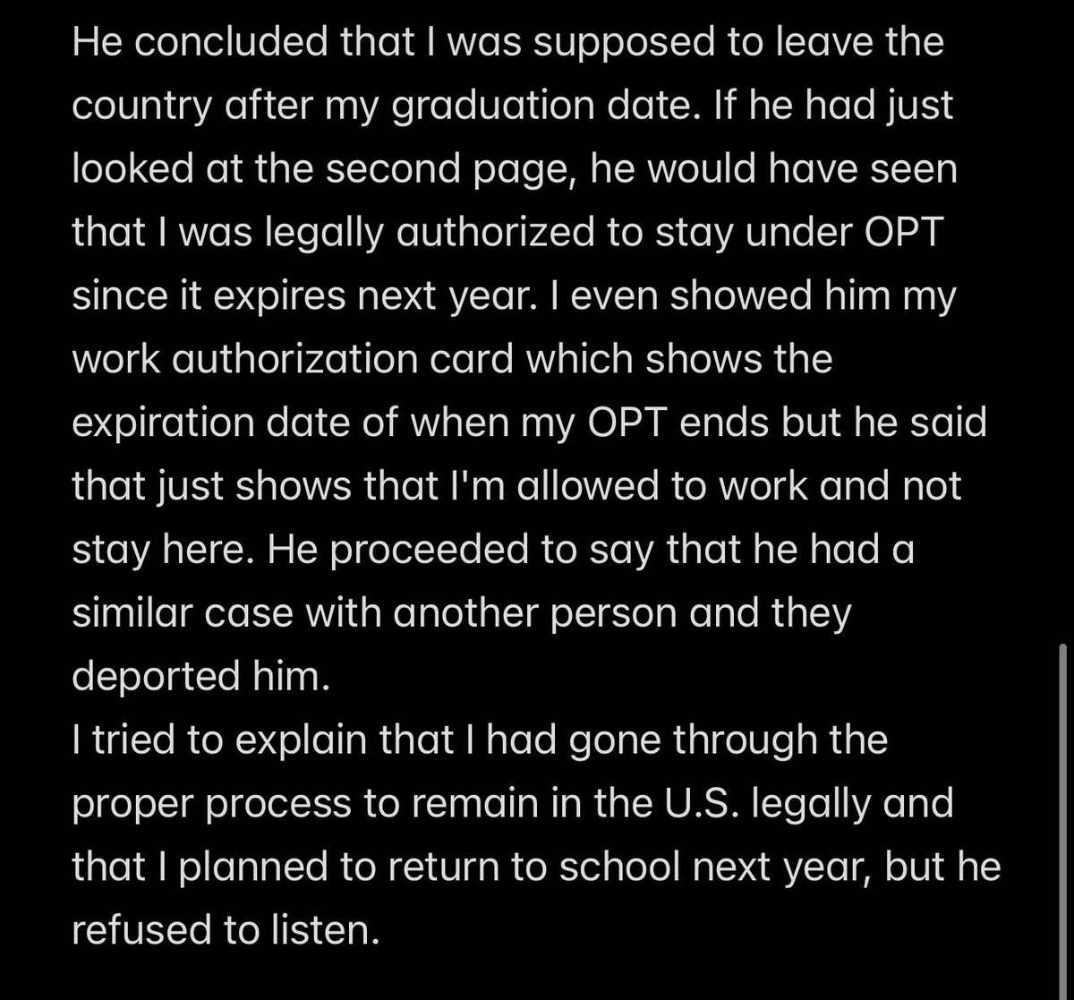 BNGmango's tweet photo. I as a legal international student in America was threatened to be deported by a DHS officer

Please read below https://t.co/HfHkF0zaw1