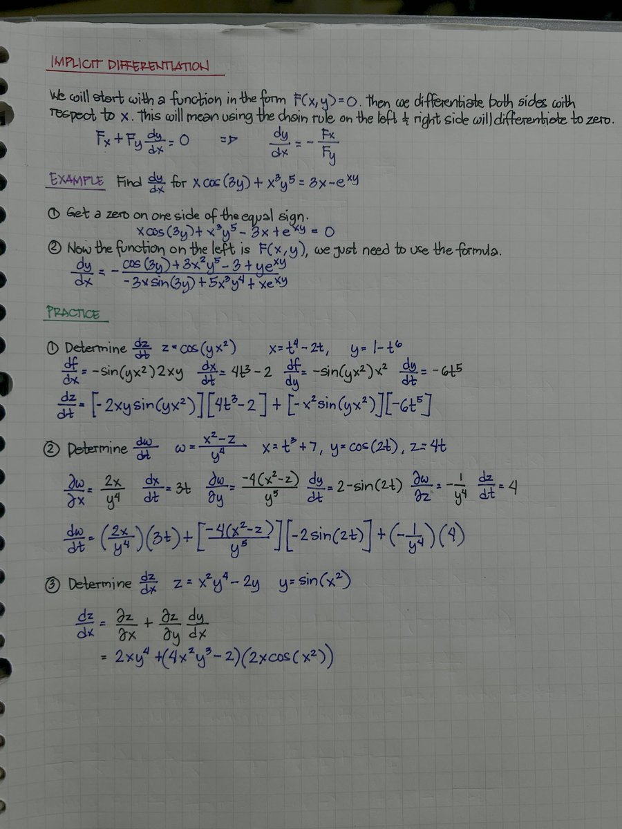 _micmico's tweet image. Study Log 218: Chain Rule - Partial Derivatives