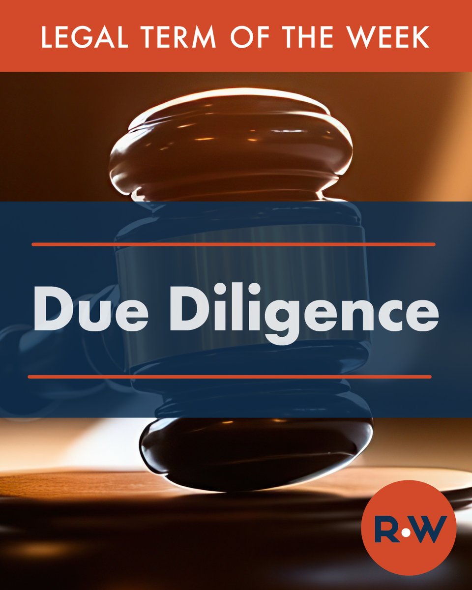 RudmanWinchell's tweet photo. ⚖️ Legal Term of the Week: Due Diligence

Due diligence is the careful investigation and evaluation of a legal or financial matter before making a major decision.

Attorneys, businesses, and individuals use due diligence to uncover potential risks and make informed choices. https://t.co/BPBKprmaaX