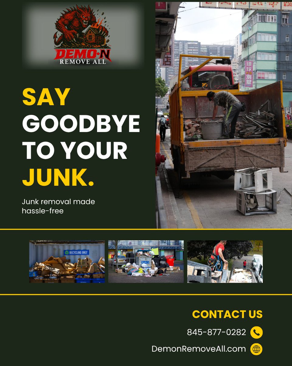 demonremov10604's tweet image. Got junk? We’ve got muscle 💪
From old furniture to full property cleanouts — we handle it all, fast and hassle-free.
📞 845-877-0282 | 🌐 demonremoveall.com
#JunkRemoval #DemolitionExperts #CleanoutServices #DemonRemoveAll