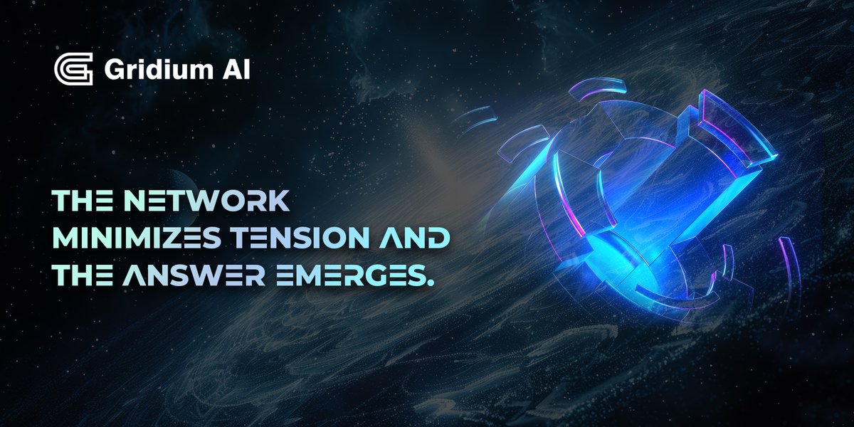 GridiumAI's tweet image. Most networks treat scheduling as a queue.
Gridium treats it as energy optimization:
tasks flow to reduce systemic cost (latency, failure risk, entropy).
A task doesn’t choose a node —
the network minimizes tension and the answer emerges.