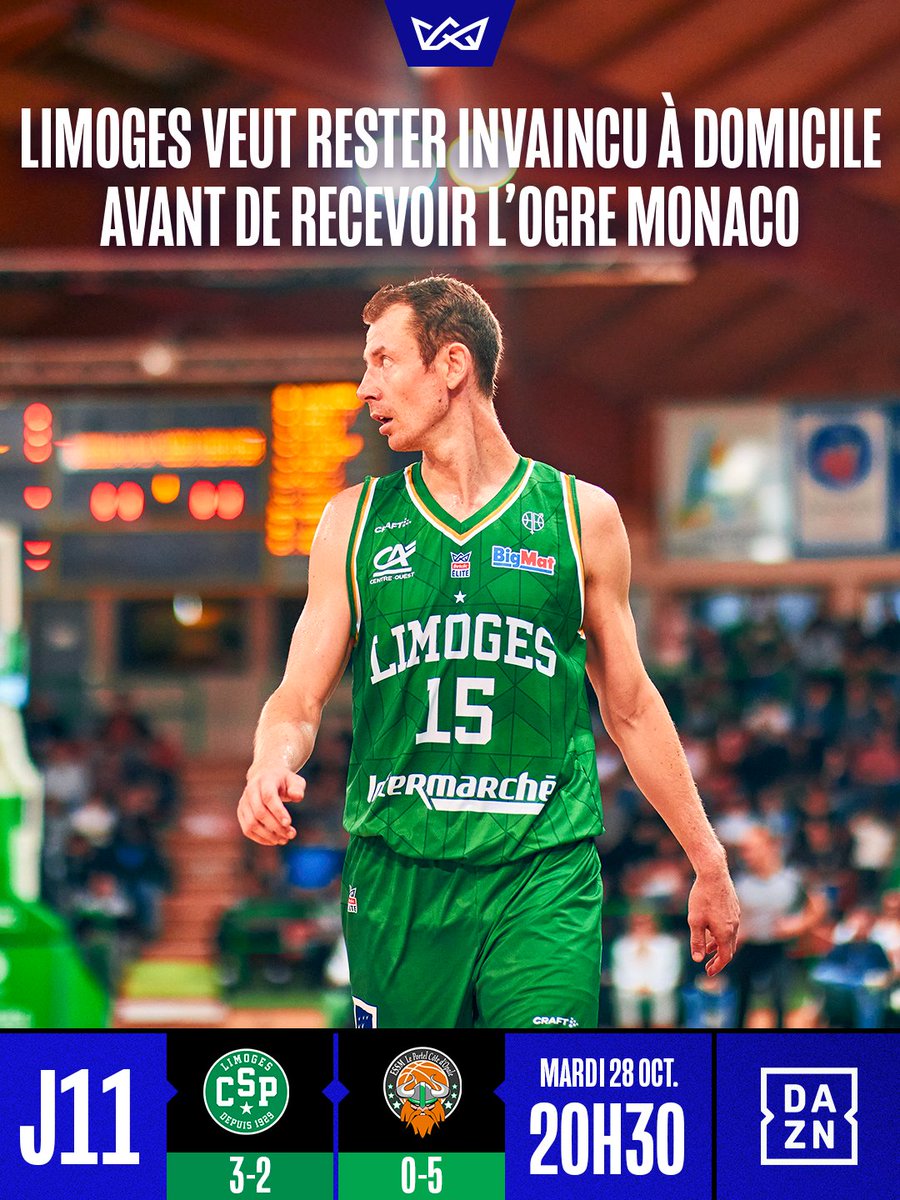 🌋 Est-ce que le <a href="/limogescsp/">Limoges CSP</a> va réaliser un 4/4 à Beaublanc avant le choc face à Monaco dimanche ?

👀 En face, l'<a href="/ESSMbasket/">ESSM Le Portel</a> veut remporter sa première victoire de la saison.

📺 RDV à 20h30 sur <a href="/DAZN_FR/">DAZN France</a> pour ce match avancé de la J11 de #BetclicELITE !