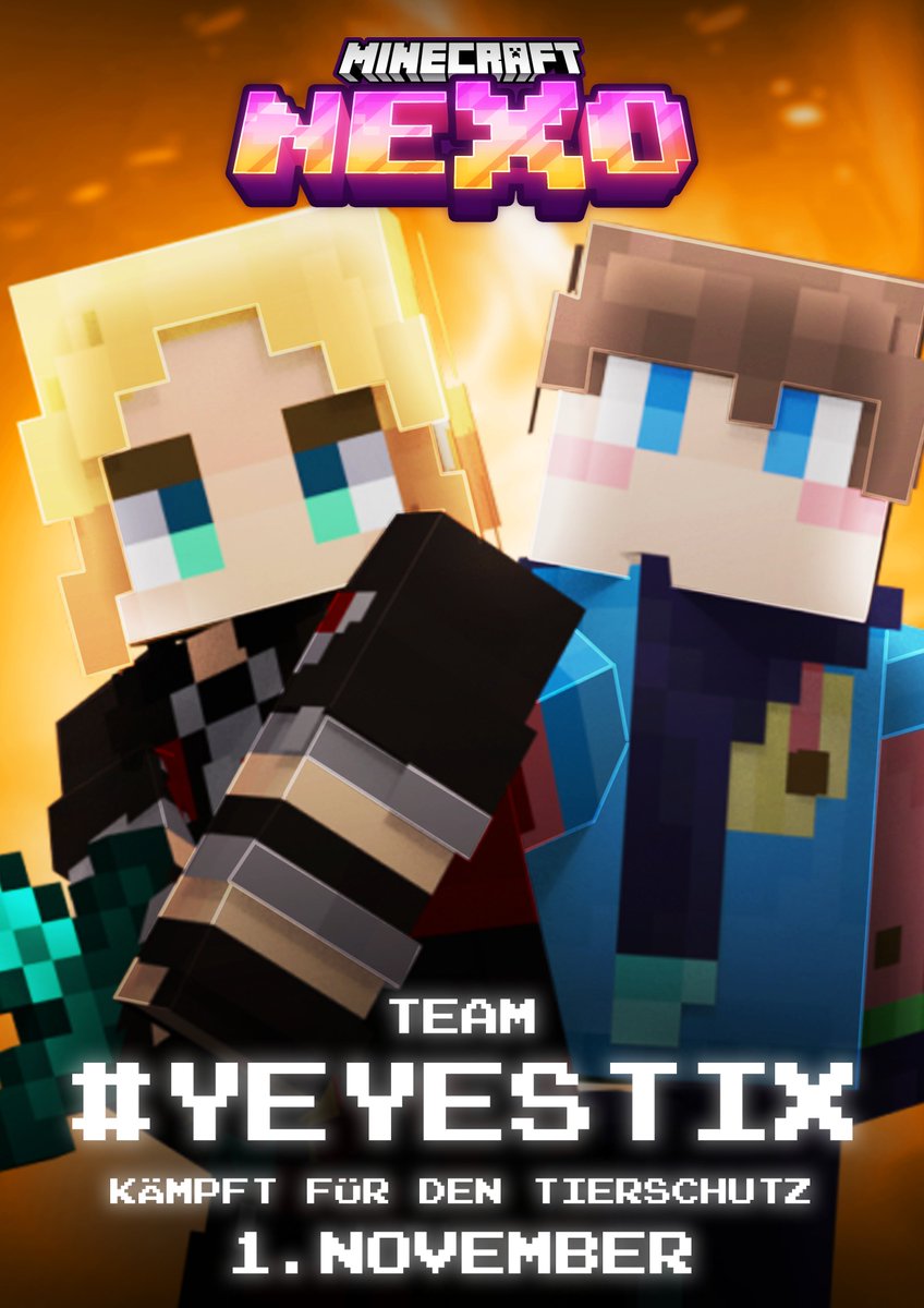 Krystix_VT's tweet photo. ⌛Die Zeit ist reif...

Am 1. November werden ich und @SchilonKeiy als Team #YeyeStix in #MinecraftNEXO antreten und für den Tierschutz kämpfen!⚔️

Danke an @meynhero &amp; @_silentpandavt_ fürs Organisieren und dass wir dabei sein dürfen! Jede Spende, egal ob klein oder groß zählt🧡 https://t.co/Mht7ql2h1I