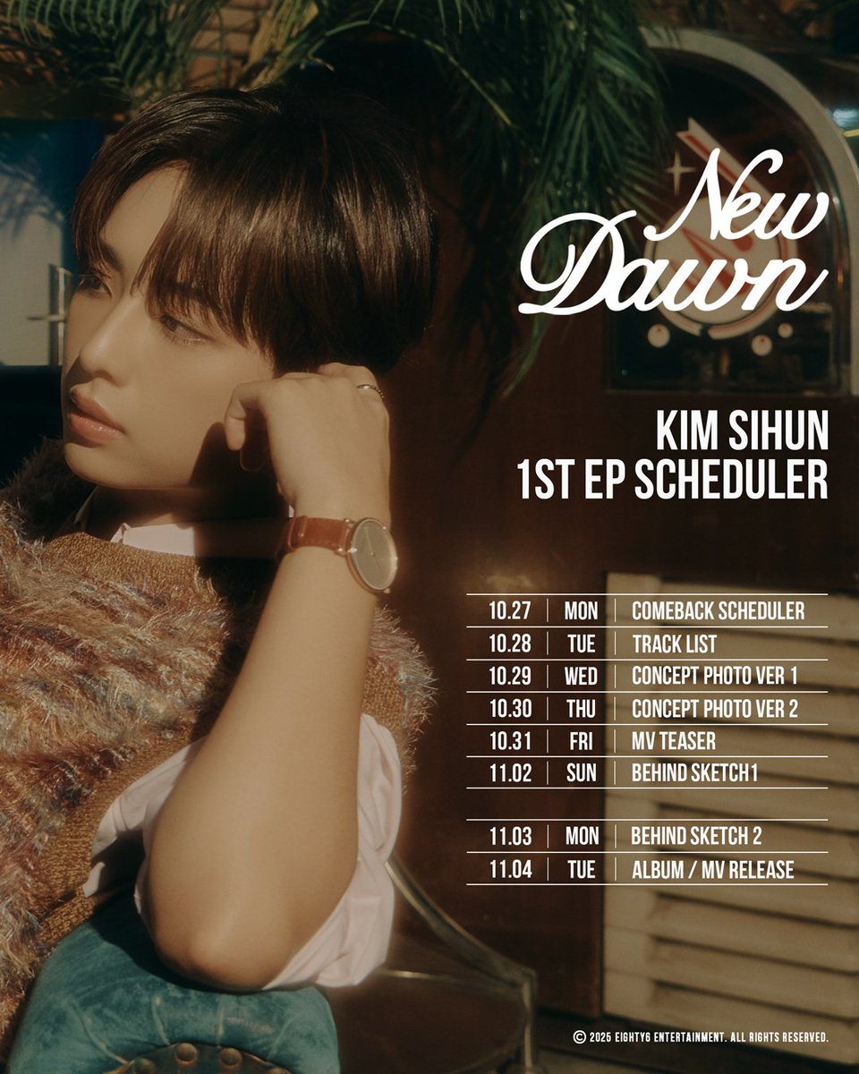 UpdateKBoys's tweet photo. AMAMOS! O Kim Sihun (Produce X 101) divulgou o calendário promocional para o lançamento de seu 1° EP, 'New Dawn', que sairá no dia 4 de novembro!

#김시훈 #KIMSIHUN #キムシフン
#1st_EP #New_Dawn https://t.co/63vwx6ekjV