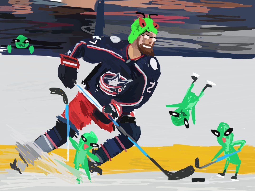 Little Green Aliens learn how to play a strange earth sport (ice hockey)
Commissioned by <a href="/miiimac_e/">Emily</a>