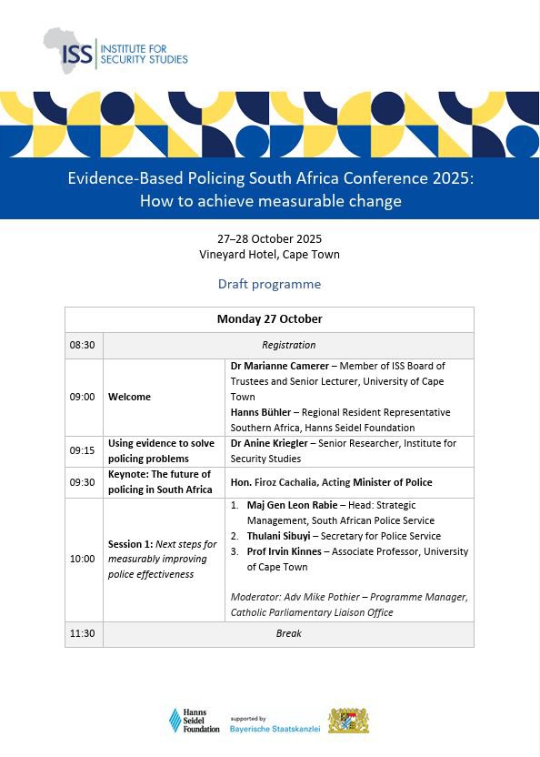 HannsSeidelSA's tweet photo. “We need to take bold decisions. The moment to reset policing has arrived.”
Police Minister @Prof_Cachalia at @issafrica #EvidenceBasedPolicing Conference
Great speakers and frank debates on urgent, practical, evidence-based reforms. Real change starts with real evidence. 🇿🇦 ⚖️ https://t.co/FLMFBlWRtL