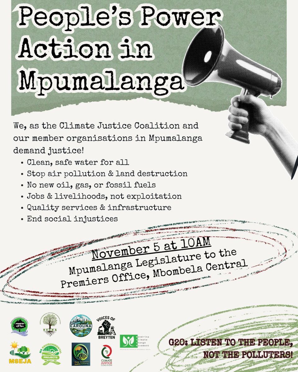 13 years without clean water. Carolina communities are sick, walking miles, and still waiting. On Nov 5, we march to Mbombela to demand dignity, justice, and clean water for all. #PeoplesPower