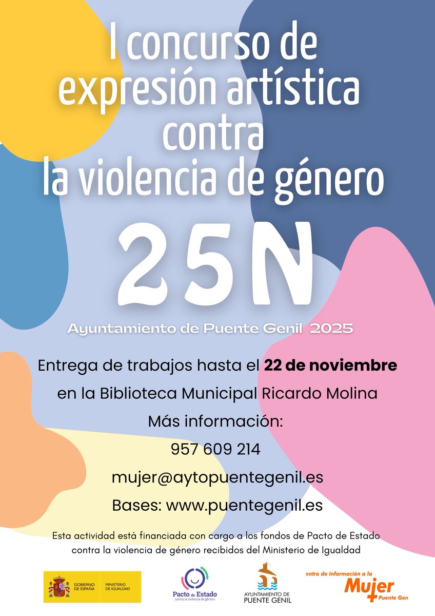 I Concurso de Expresión Artística contra la Violencia de Género de la Delegación de Igualdad del <a href="/AytoPuenteGenil/">Ayuntamiento Puente Genil</a> , consulta las bases aquí: puentegenil.es/primer-concurs…
