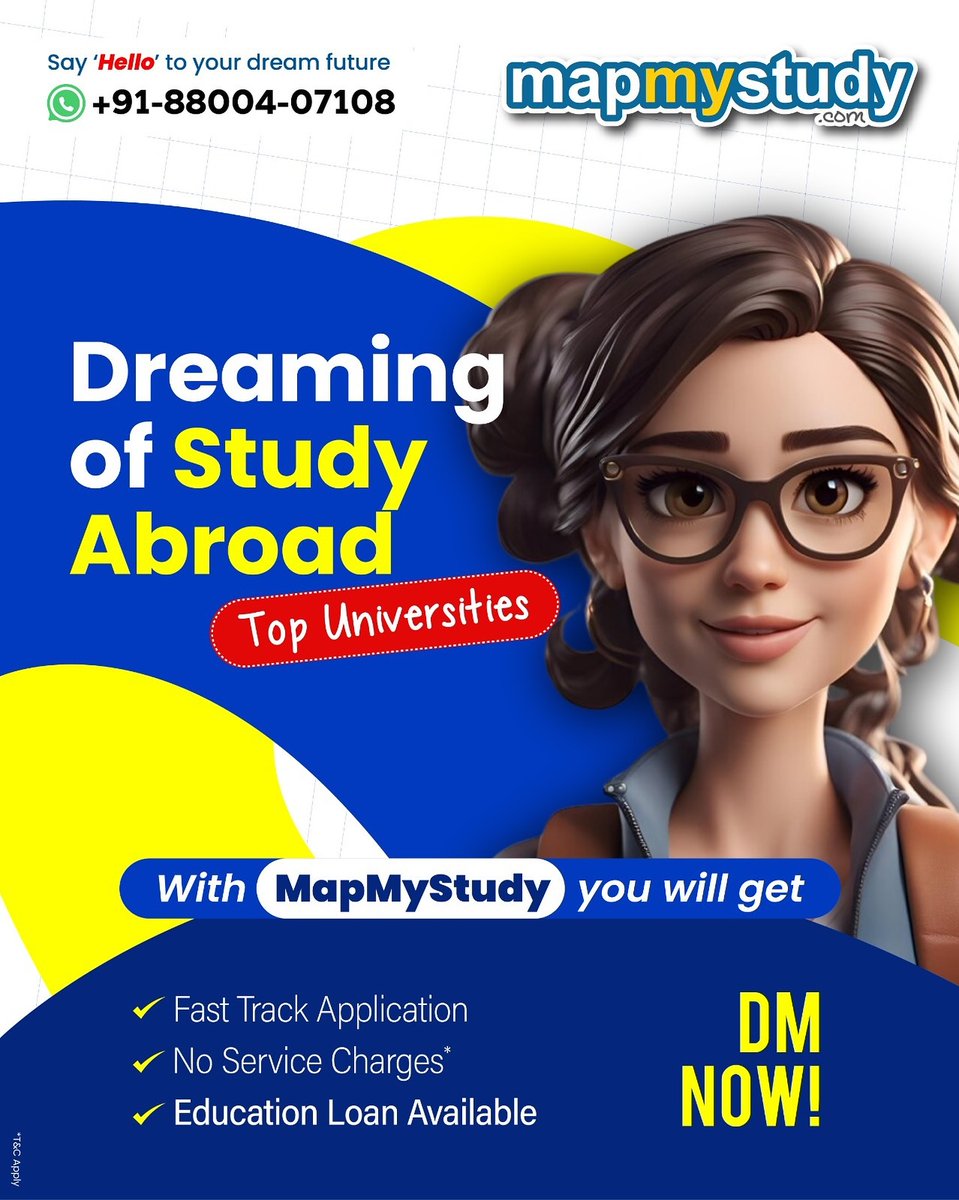 mapmystudy50044's tweet image. Dreaming of studying abroad? 🌍

With MapMyStudy, apply to top universities faster — no hidden charges, easy loans, and expert guidance.

Start your journey today!
📞 +91-88004-07108 | DM us

#MapMyStudy #StudyAbroad #GlobalEducation