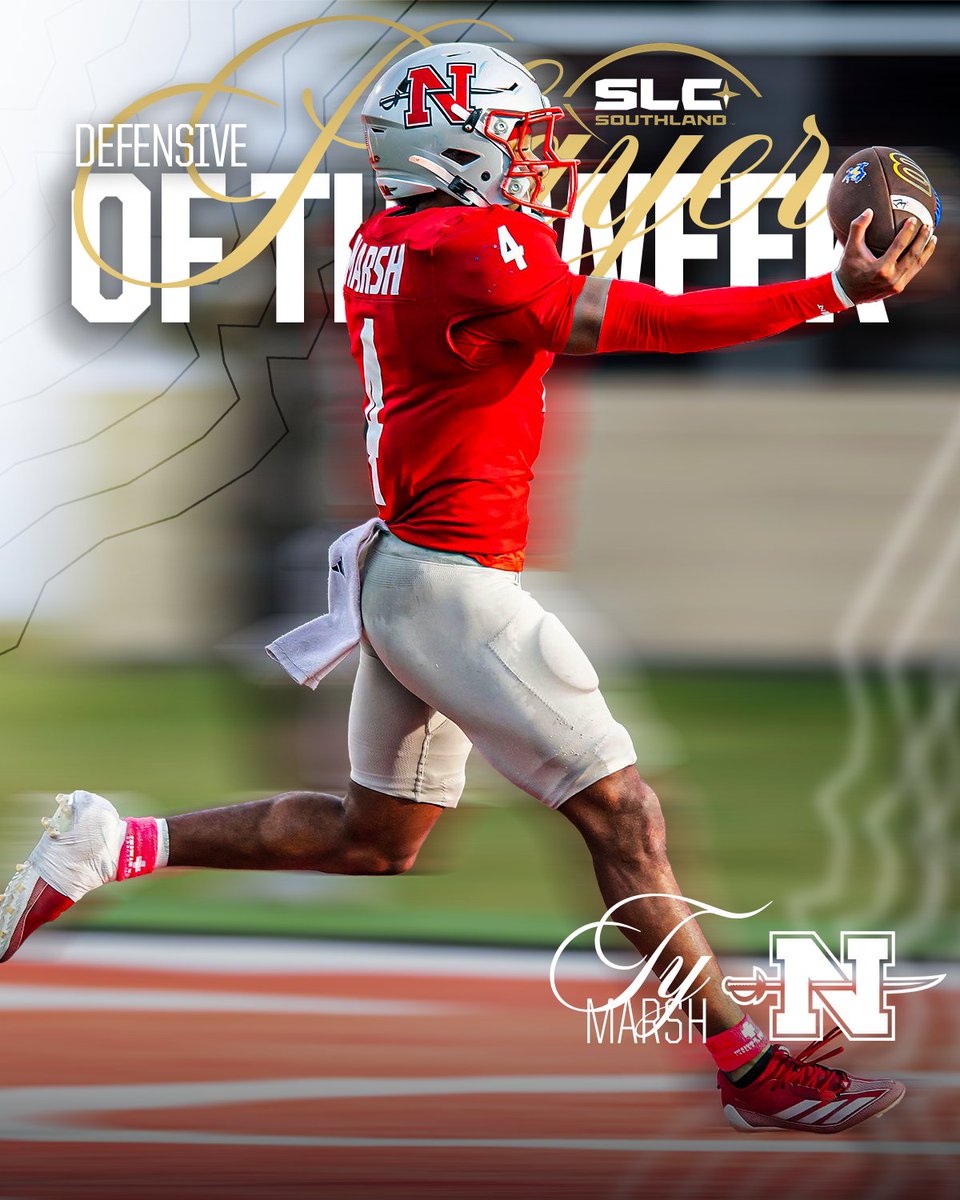 MR PICK 6 🫡

Defensive back Ty Marsh of <a href="/Nicholls_FB/">Nicholls Football 🏈</a> has been named the Southland Football Defensive Player of the Week!

📰southland.online/fbpotwwk9