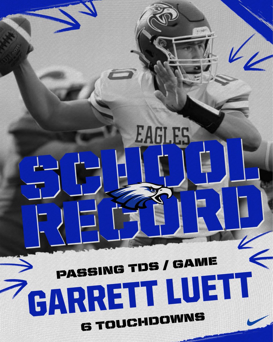In Friday night’s playoff win Garrett Luett tied the single game passing touchdowns school record (6).  He is tied with Alex Ravlin, who also threw 6 in a 2022 playoff win.  Congrats, Garrett!