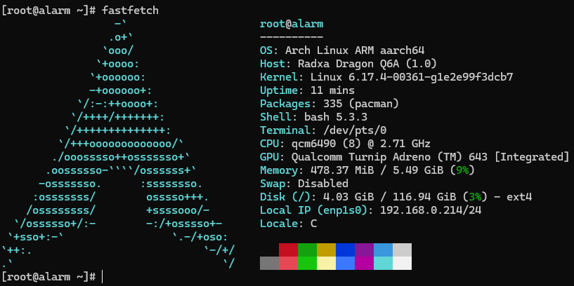 BigfootACA's tweet photo. ArchLinuxARM for Radxa Dragon Q6A https://t.co/YByhTOua0D