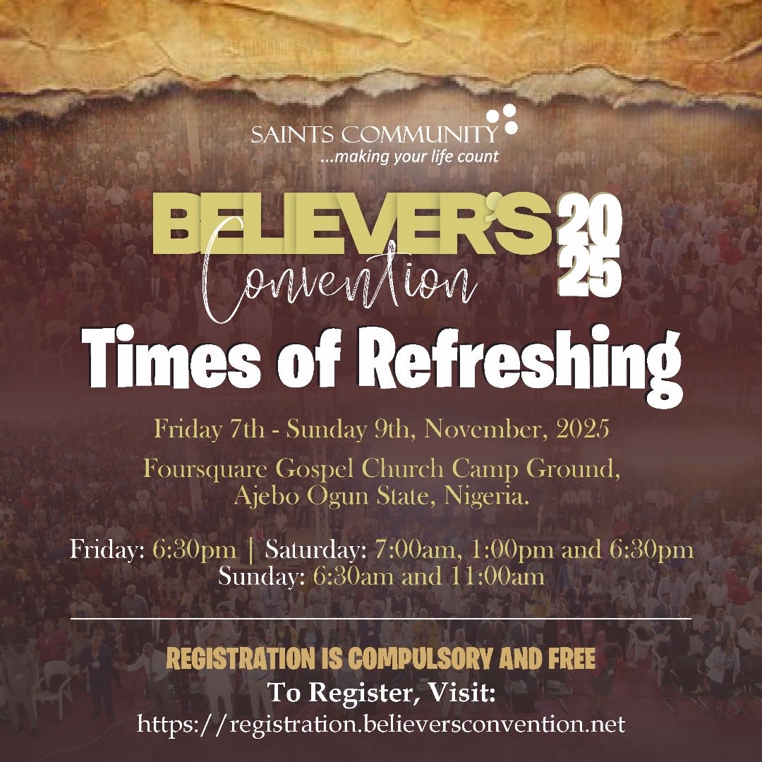 onayinka_segun's tweet photo. BELIEVERS CONVENTION 2025

Friday November 7th-Sunday  November 9th ,

Foursquare Gospel Church 
Camp Ground 
Ajebo Ogun state .

See flier for more information 

Share with a friend 

Jesus is glorified 

Amen https://t.co/1dTbc4qhGk