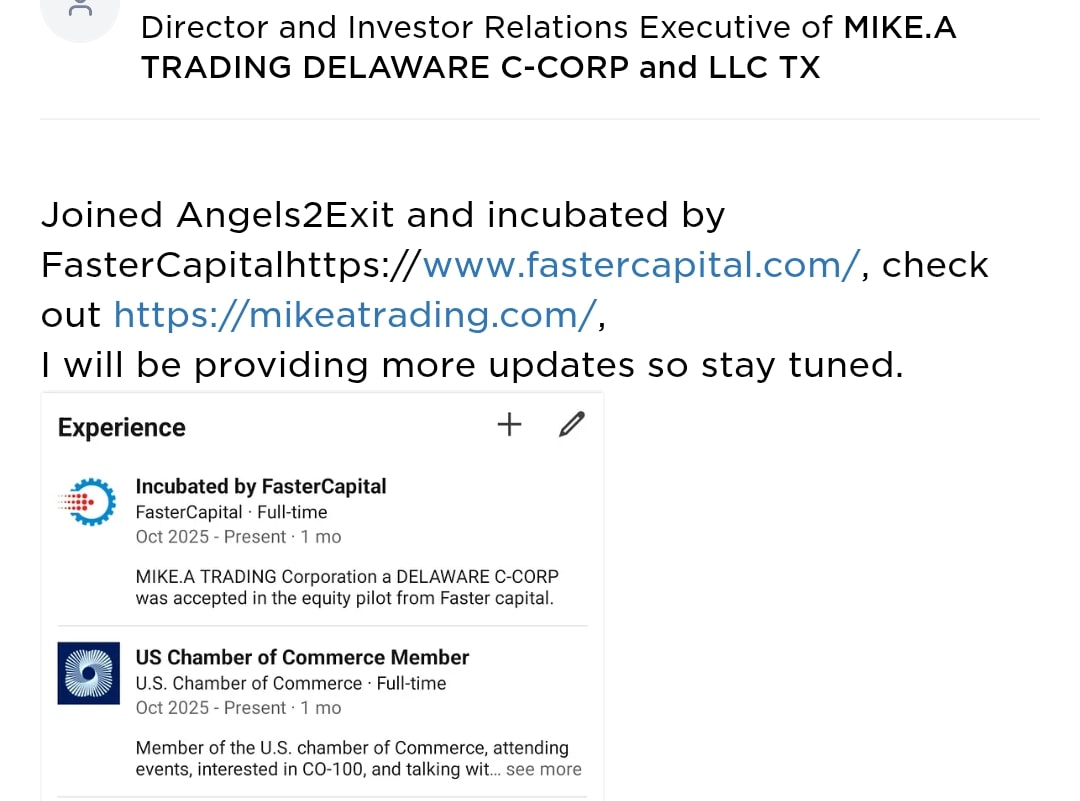 MichaelAKBook's tweet photo. Joined Angels2Exit and incubated by FasterCapital, https://t.co/sTrBdRLE1Q, check out https://t.co/mdLR8TJPAa,
I will be providing more updates so stay tuned.
#BusinessNews #corporate #working #smart #success #SuccessMindset #incubator #growth #money #funds #finance https://t.co/0p0gf9fyMu