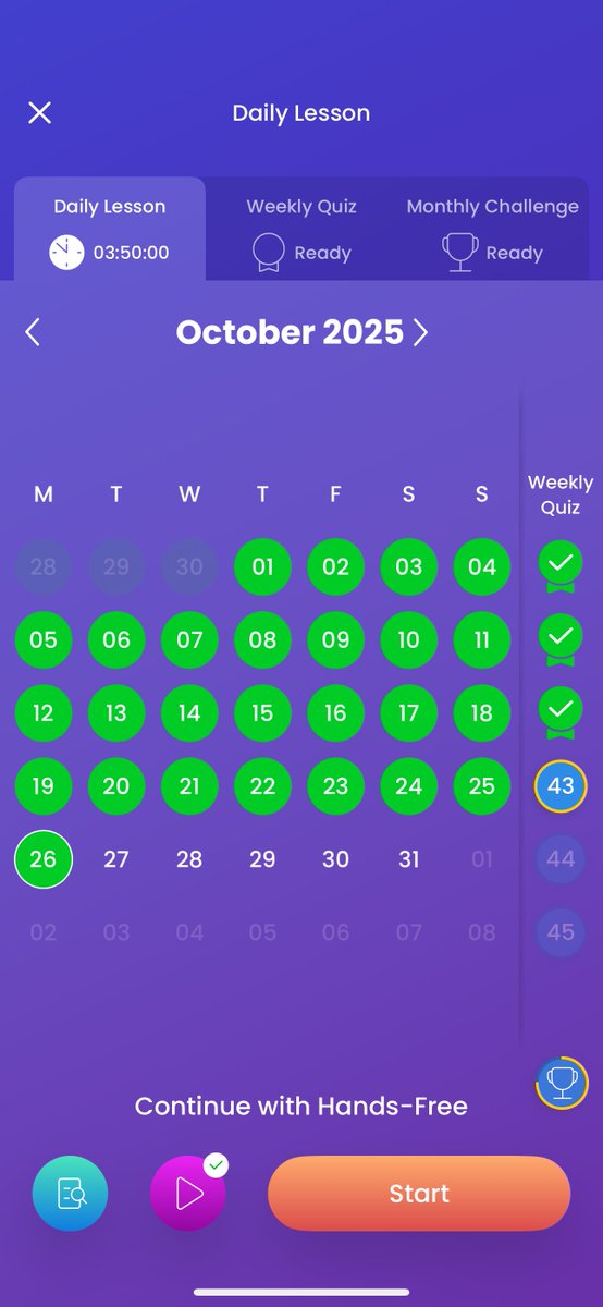 maydayforlife's tweet photo. @MondlyLanguages Looks like something wrong with your iOS app's calendar handling.
Streak calendar screen is correct, but the daily lesson calendar is 1-day off. https://t.co/0ipvT6VVjk