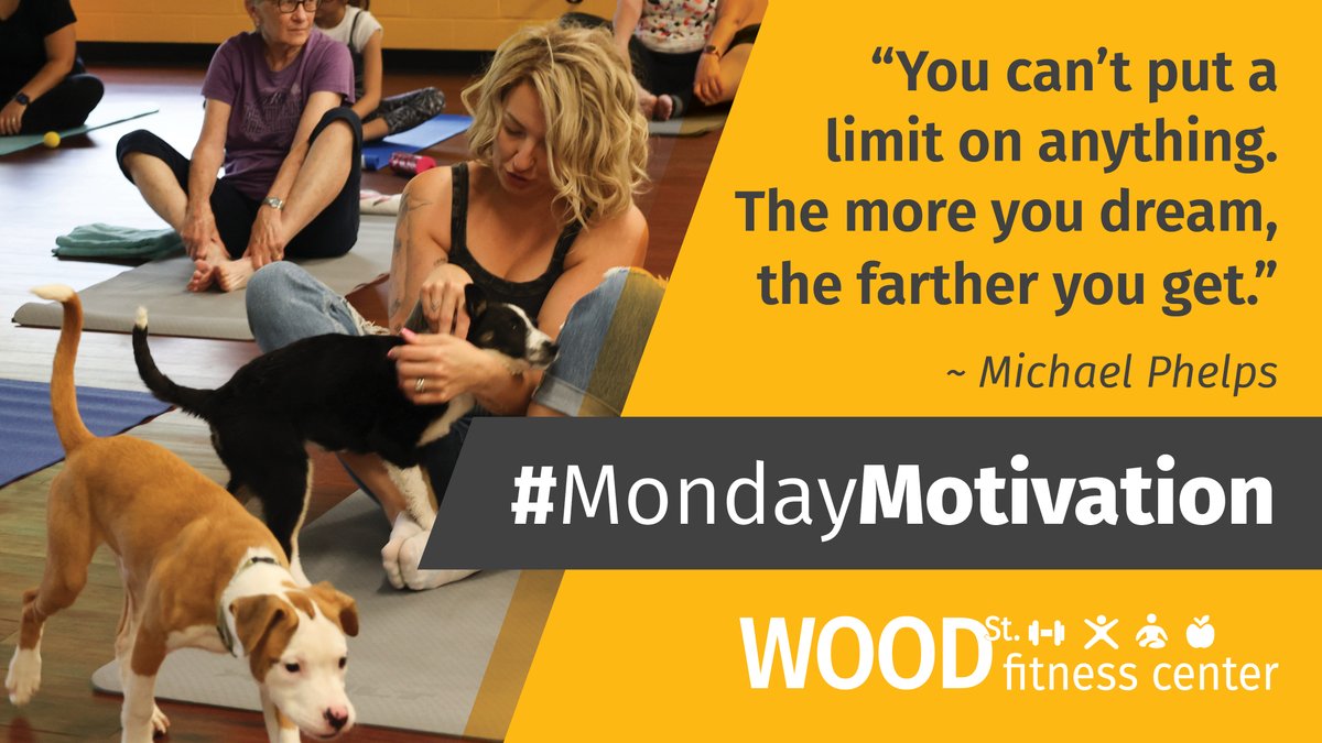 WoodStFitness's tweet image. #MondayMotivation from #MichaelPhelps: &quot;You can&apos;t put a limit on anything. The more you dream, the farther you get.&quot; Stay up to date with #WoodStFitness classes and hours at WoodStFitness.com. Don&apos;t miss #HalloweenZumba Oct. 29; preregister at the #DGLC. Walk-ins welcome!