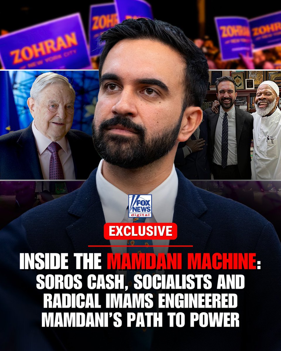 Fox News (@foxnews) on Twitter photo 🚨FOX NEWS EXCLUSIVE: The “Mamdani Machine” — how a $2.5M network backed by Soros and Islamist activists helped engineer the rise of socialist candidate Zohran Mamdani.
foxnews.com/politics/insid…
🧵👇 🚨FOX NEWS EXCLUSIVE: The “Mamdani Machine” — how a $2.5M network backed by Soros and Islamist activists helped engineer the rise of socialist candidate Zohran Mamdani.
foxnews.com/politics/insid…
🧵👇