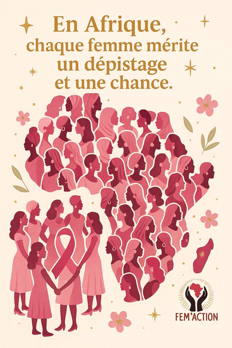 FemAction223's tweet photo. En Afrique, plus de 186 000 femmes touchées et 85 800 décès du cancer du sein selon l’OMS. Mobilisons-nous pour un dépistage pour toutes ! 💗
 #Afrique #Égalité #FemmeAction https://t.co/bTXcUwkfre