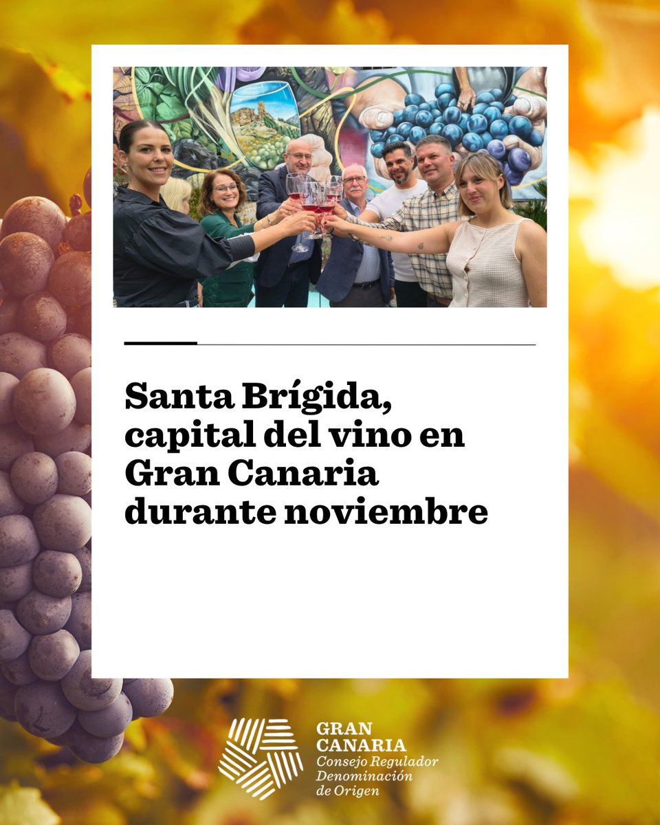 DOGranCanaria's tweet photo. 🍷Santa Brígida se convierte en la capital del vino en Gran Canaria durante el mes de noviembre con la celebración de Santa Brígida con Vinos 2025. 

➕ info: https://t.co/aX2u4ndzHT
🔎 Programación completa: https://t.co/2zUkrJdrtW https://t.co/PRLcw1Nce0