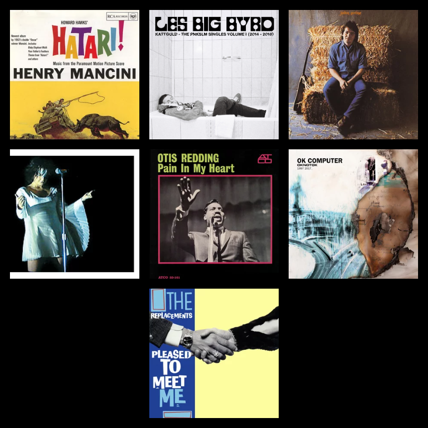 Some #RecentListening
Hatari! OST - Henry Mancini
Kattguld: The PNKSLM Singles Vol.1 - Les Big Byrd
John Prine - John Prine
Homogenic Live - Bjork
Pain In My Heart - Otis Redding
OK Computer OKNOTOK - Radiohead
Pleased To Meet Me - The Replacements