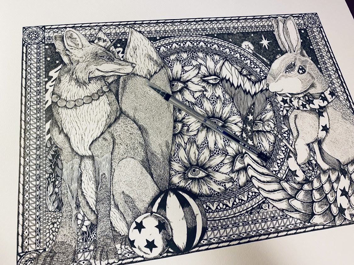 絵画　作品　手描き　原画 大学OB展に出していた作品です！ しばらく虎とライオンばかり